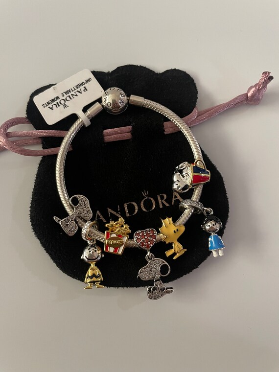 Pandora Bracelet With Pink Character Themed Charms 