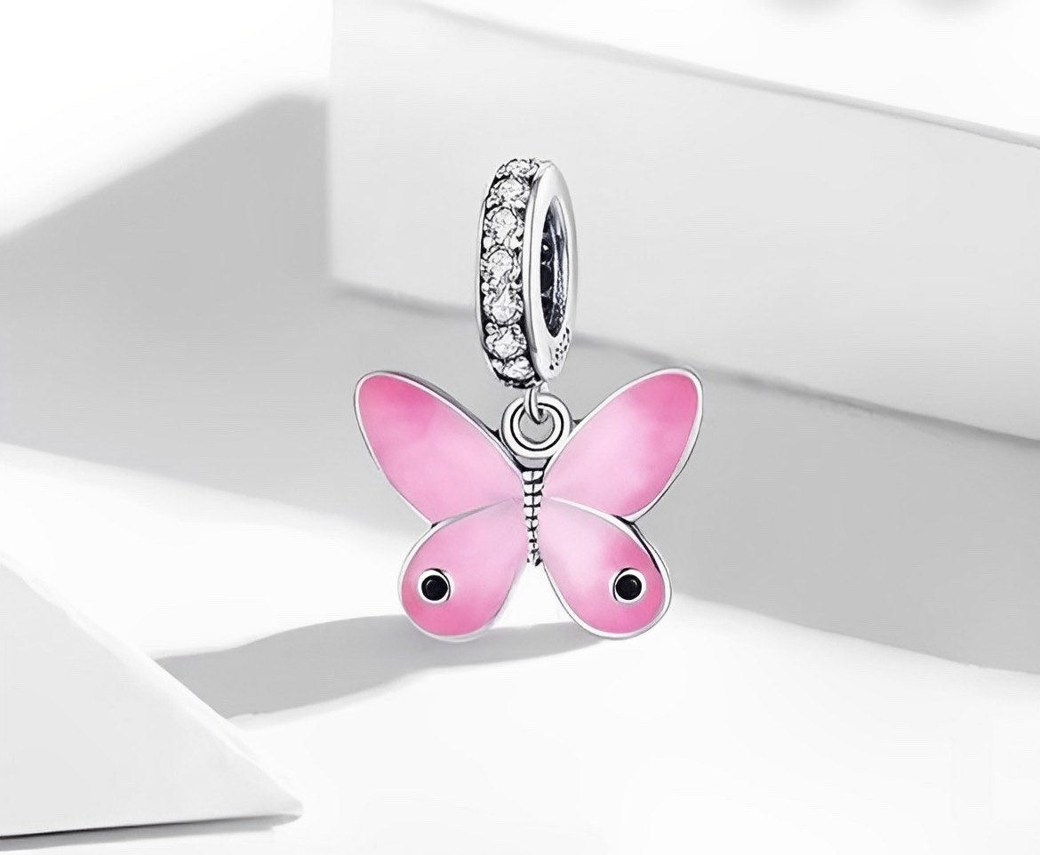 Butterfly Graffiti Pink Sparkle Charm Bracelet 3