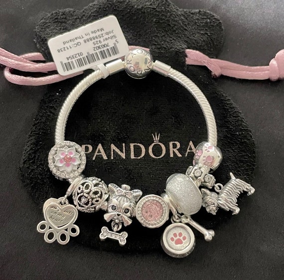 Pandora Bracelet With Pink and Clear Zircon Granddaughter Themed