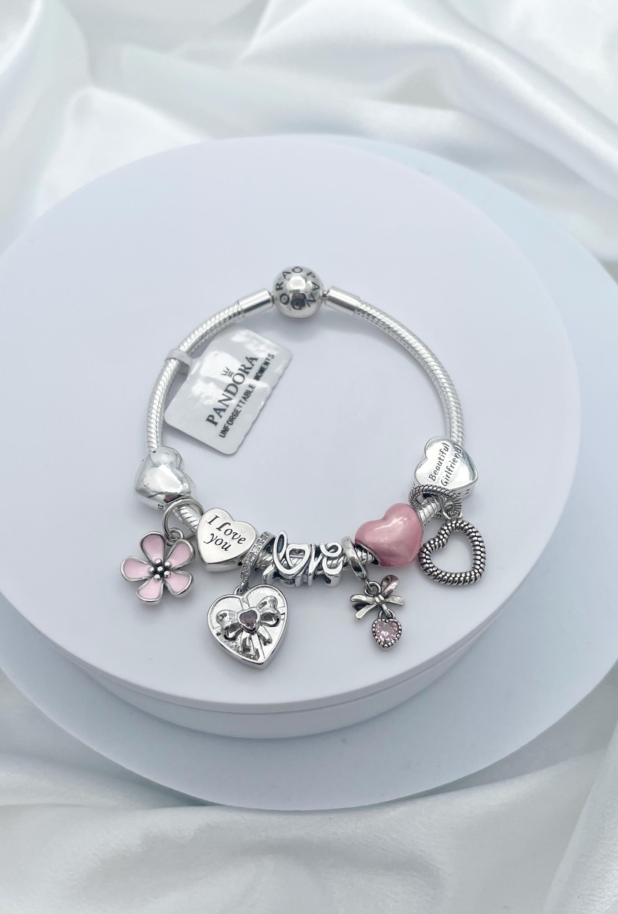 Pandora Bracelet With Girlfriend Love Heart Valentines Themed
