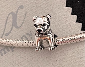 Pitbull with Collar Charm 925 sterling silver