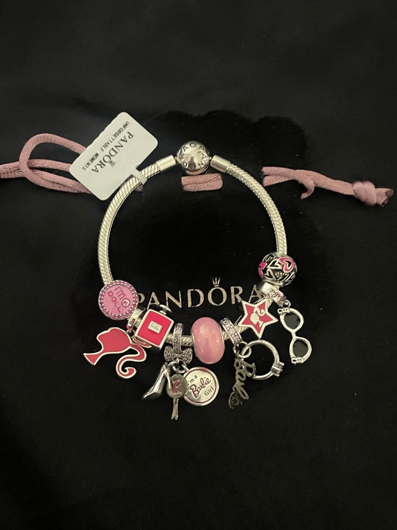 Pandora Bracelet With Pink and Rose Gold Character Themed Charms 