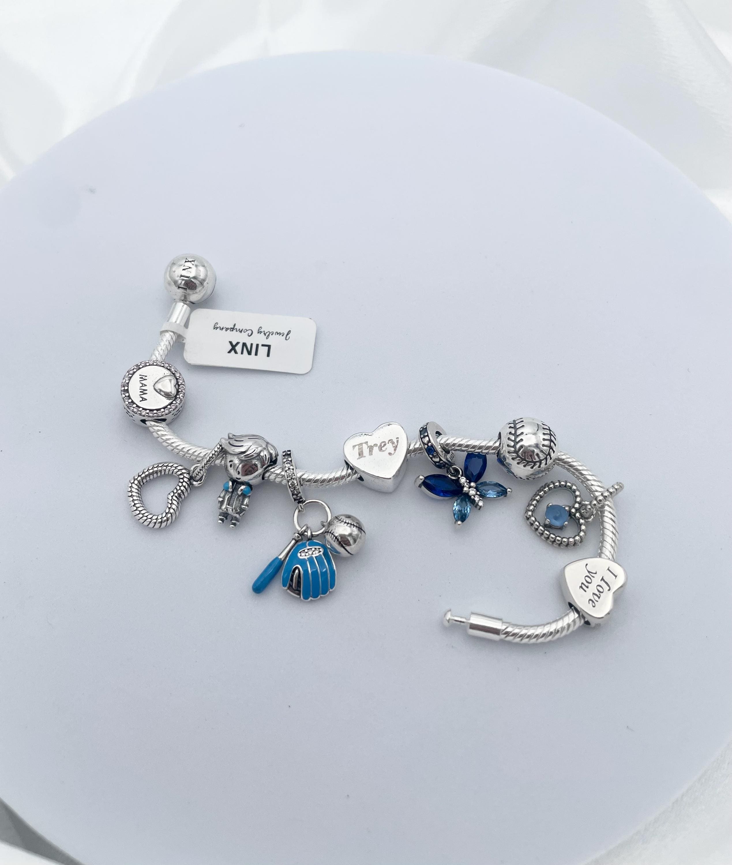 Personalized 925 Sterling Silver Snake Chain Charm Bracelet