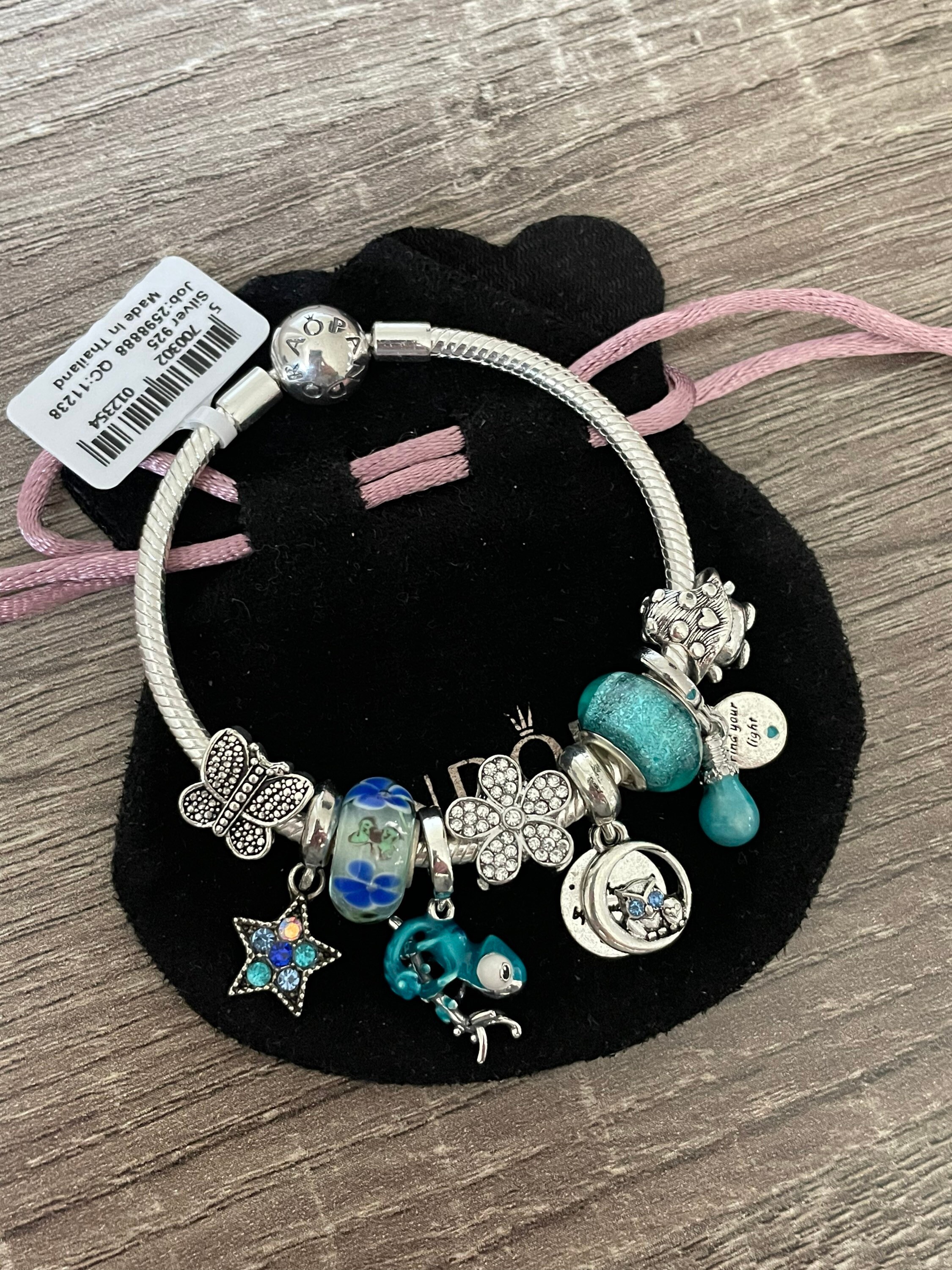 selling Pandora Bracelet with Turquoise Themed Charms