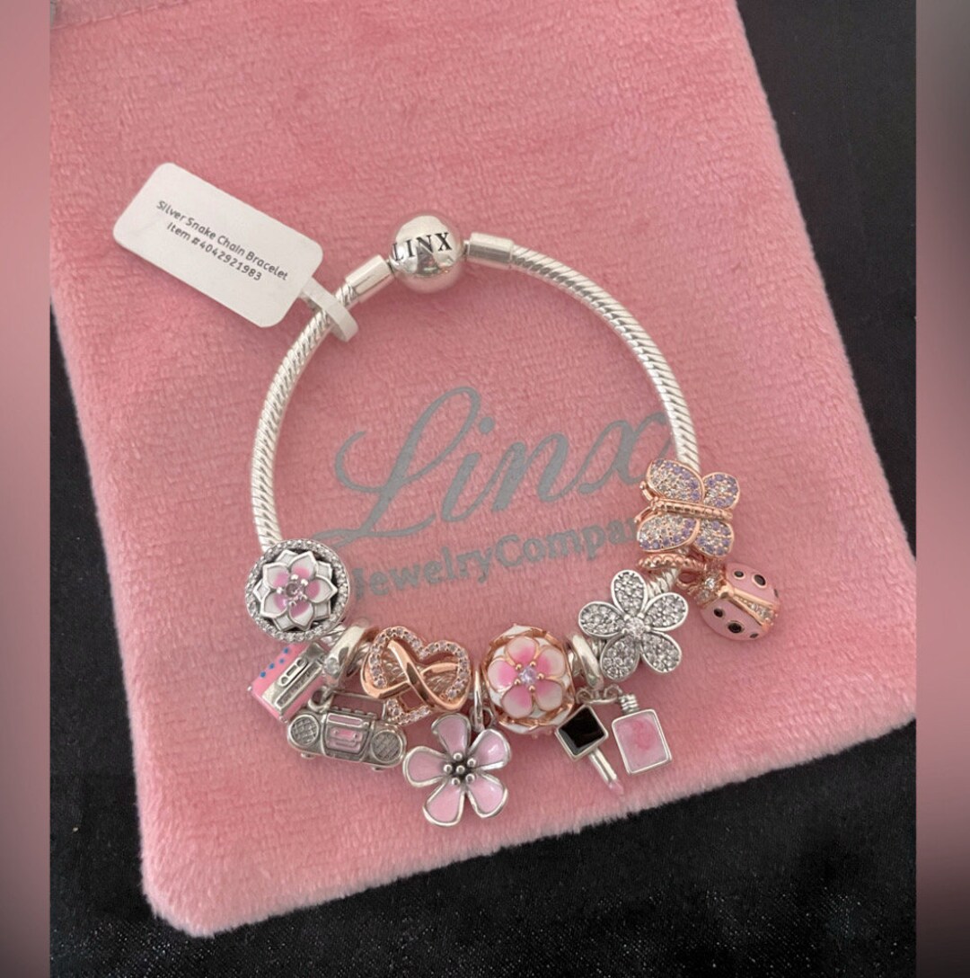 Linx Snake Chain Bracelet With Rose Gold Silver and Butterfly and