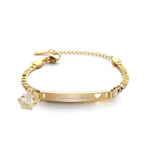 Linx Yellow Gold Cuban Link Bracelet with Custom Engraved Name and Extender