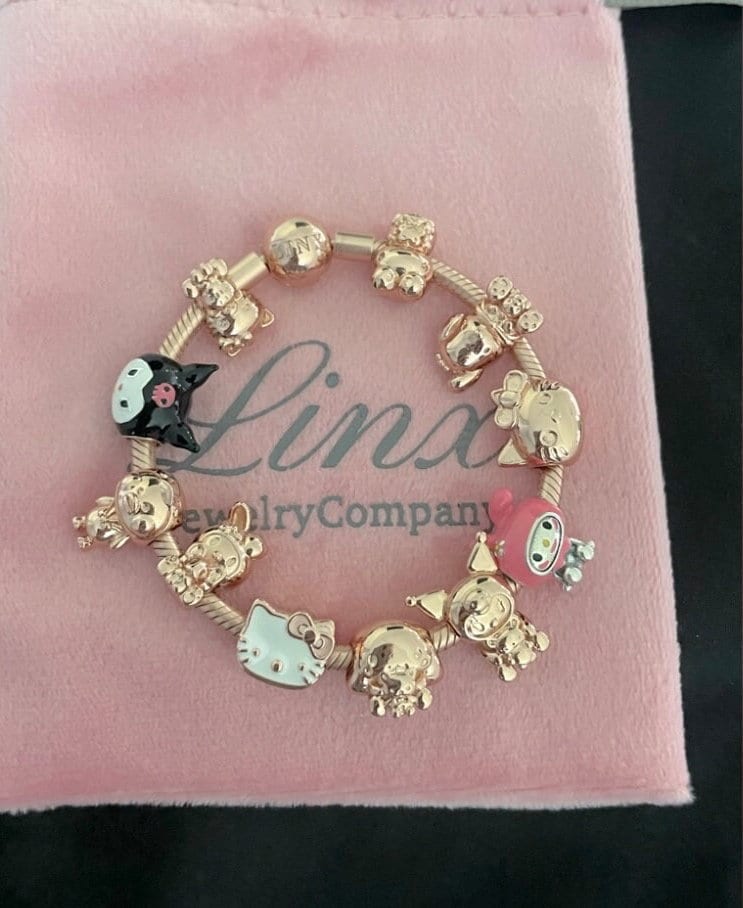 Linx Rose Gold Snake Chain Charm Bracelet With Character Themed Charms 