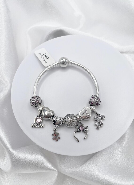 925 Sterling Silver Charm Bracelet: Autism Mom & Wife Theme - Etsy