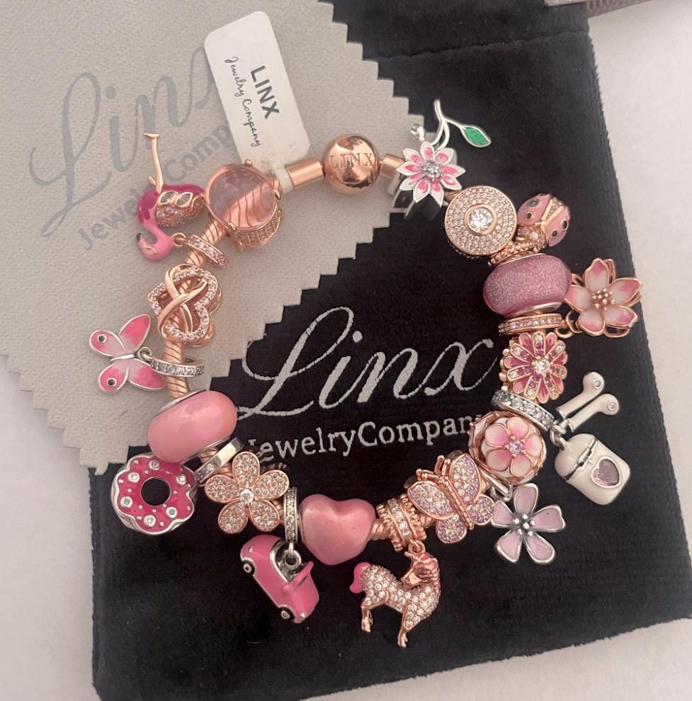 アクセサリー ''Rose''bracelet Linx Rose Gold Snake Chain Bracelet With Rose Gold and Pink