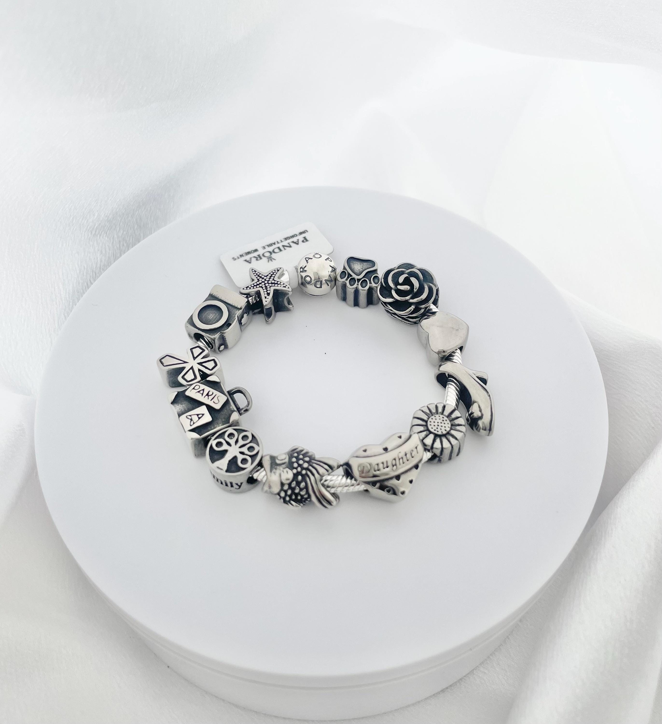 Pandora ブレスレット Snake Chain Bracelet Pandora Snake Chain Bracelet With Daughter Themed Charms - Etsy