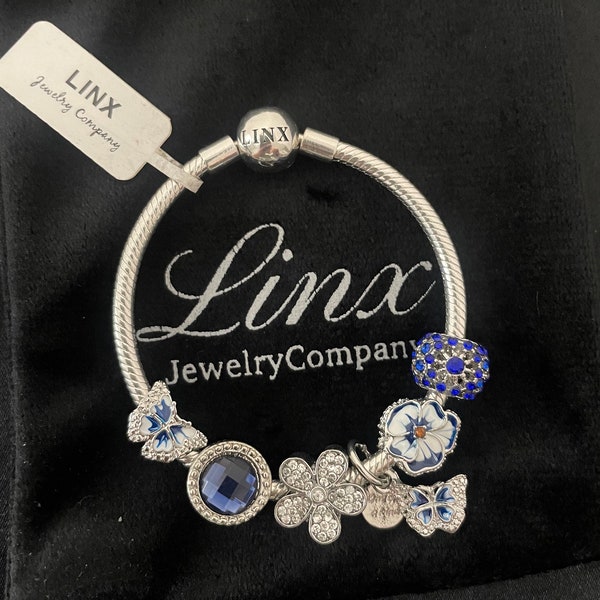 Linx Snake Chain Bracelet with Butterfly Themed Charms