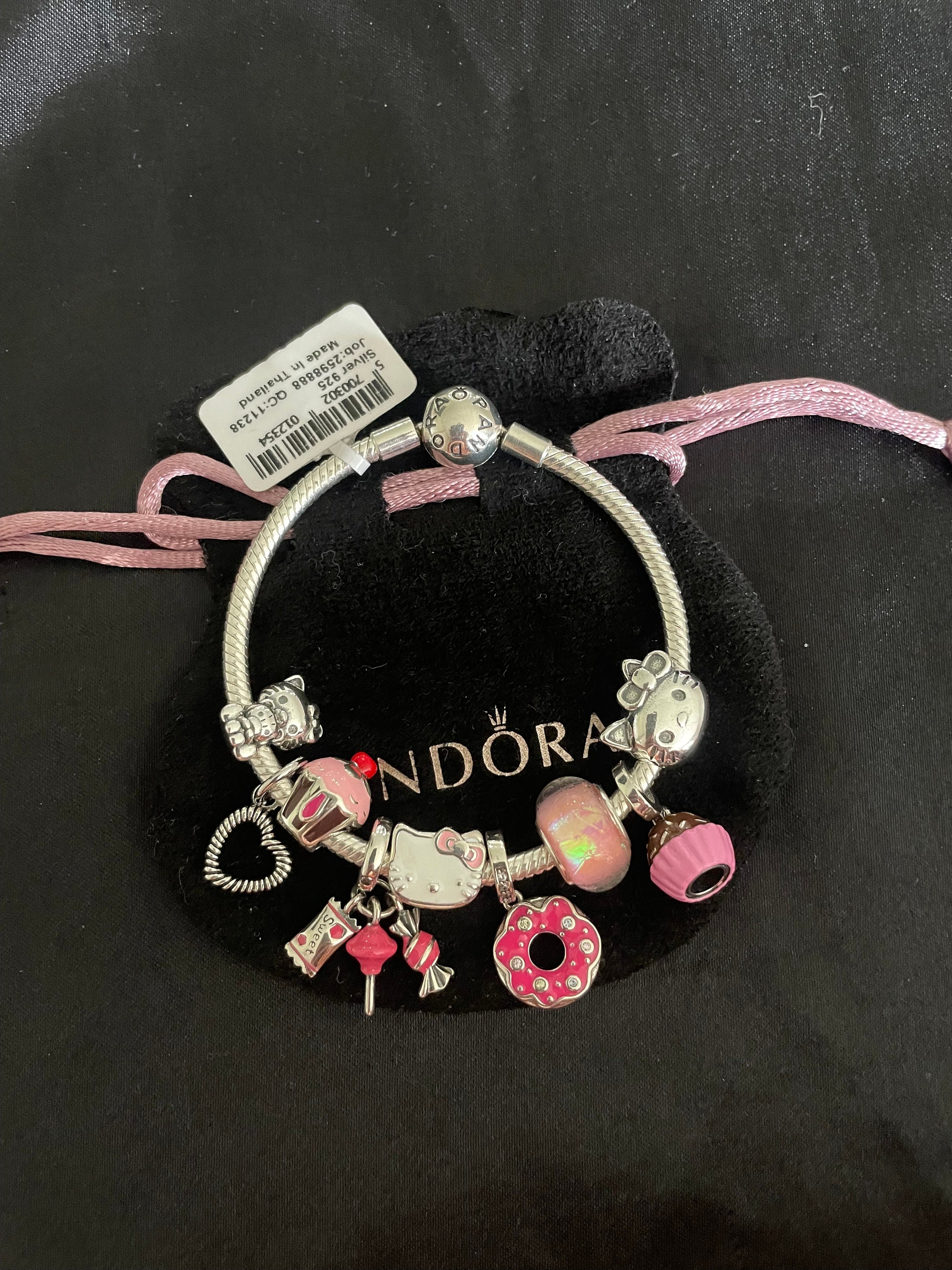 NEW Pink Barbie Inspired Beaded Charm Bracelet With Donut Charms 