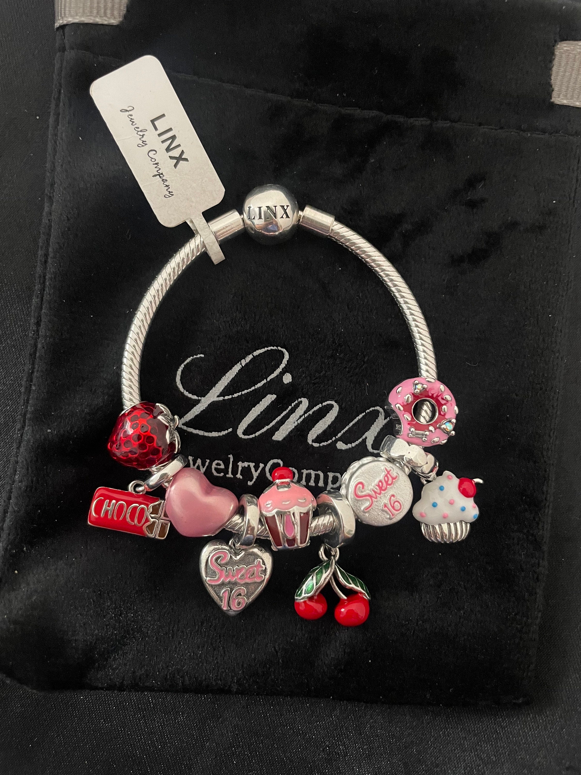 ブレスレット ROMANTINUER SN168 Pendant Chain Bracelet Linx Snake Chain Bracelet With Sweet 16 and Sweets Themed