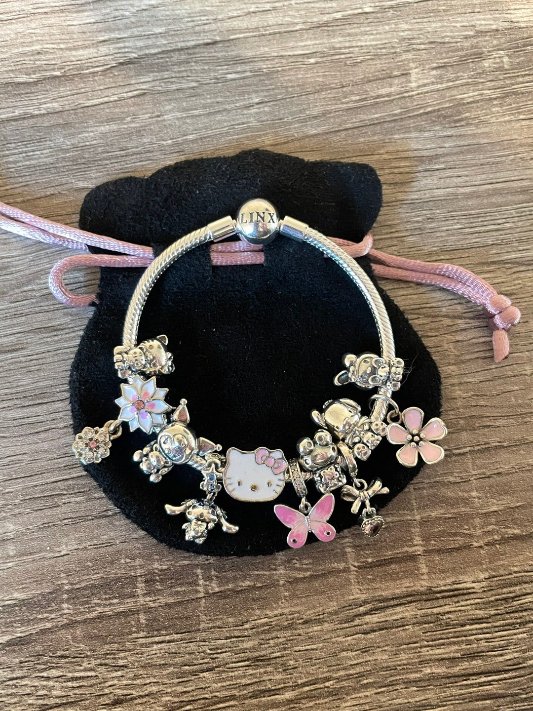 Linx Charm Bracelet With Pink Character Themed Charms Etsy
