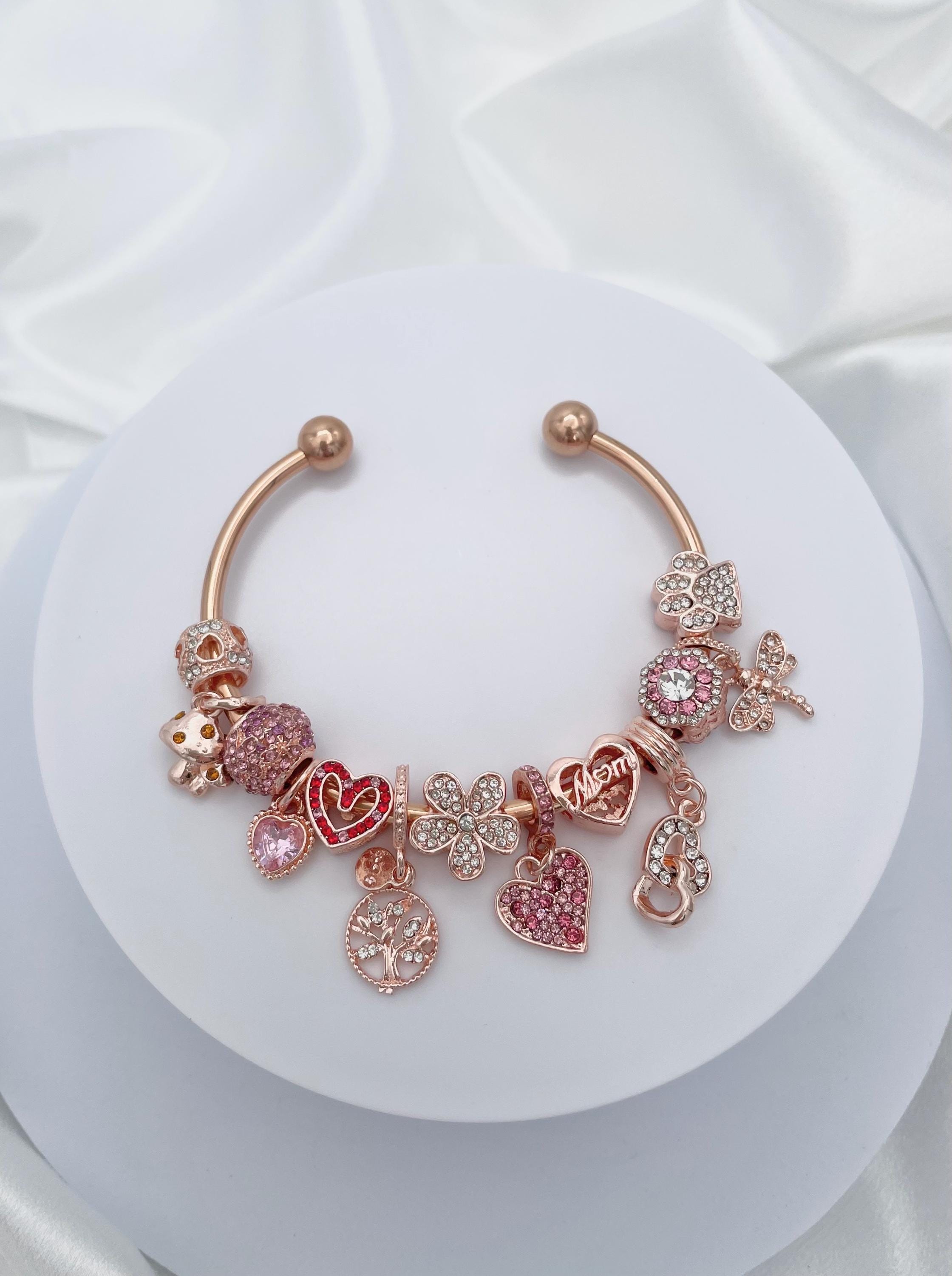 Linx Rose Gold Open Bangle With Rosegold and Pink Zircon Mom