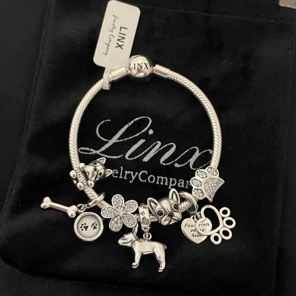 Linx Snake Chain Bracelet with French Bulldog Themed Charms