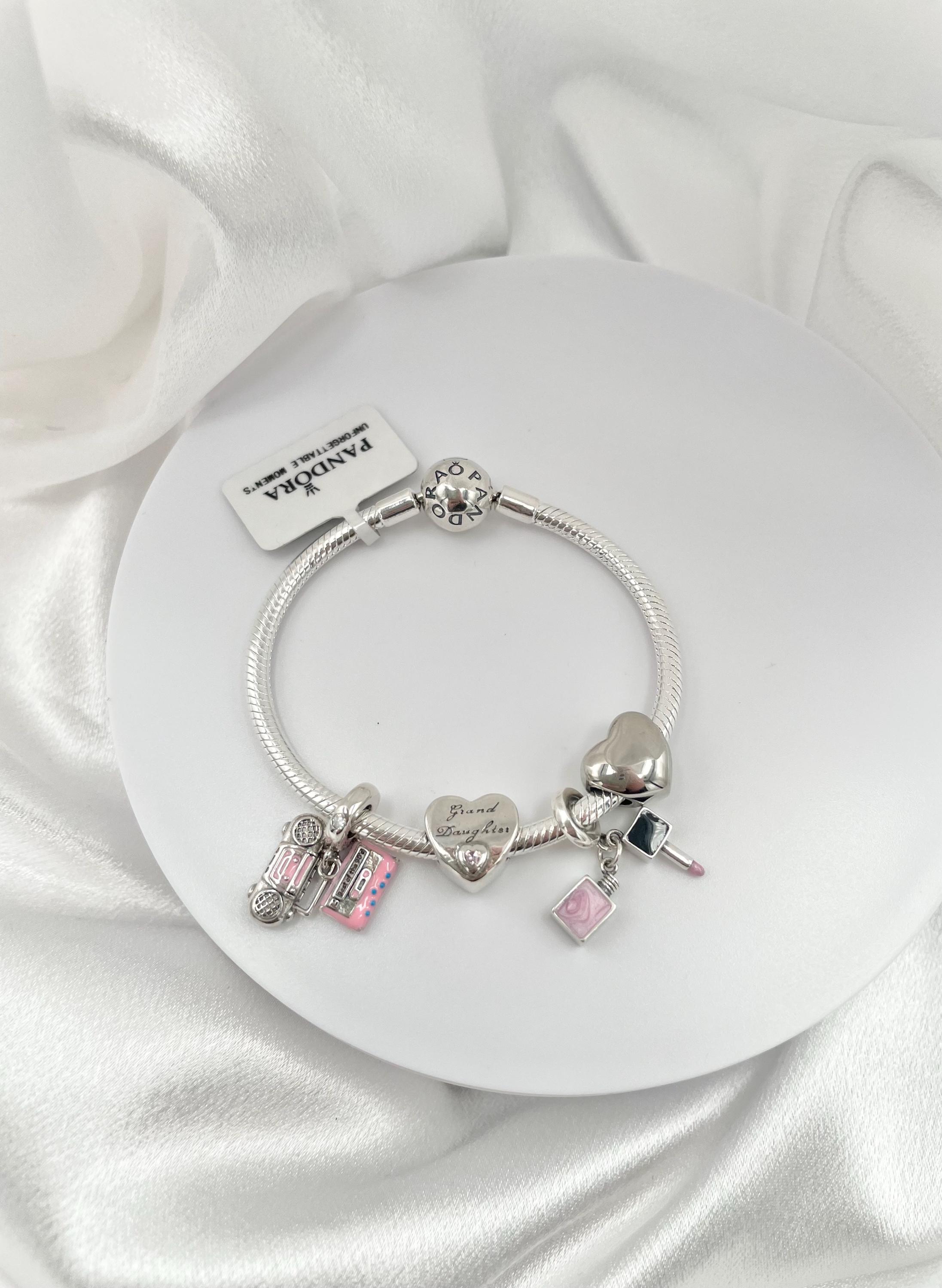 Pandora ブレスレット シルバー/ピンク Pandora Bracelet: Pink Granddaughter Theme - Etsy