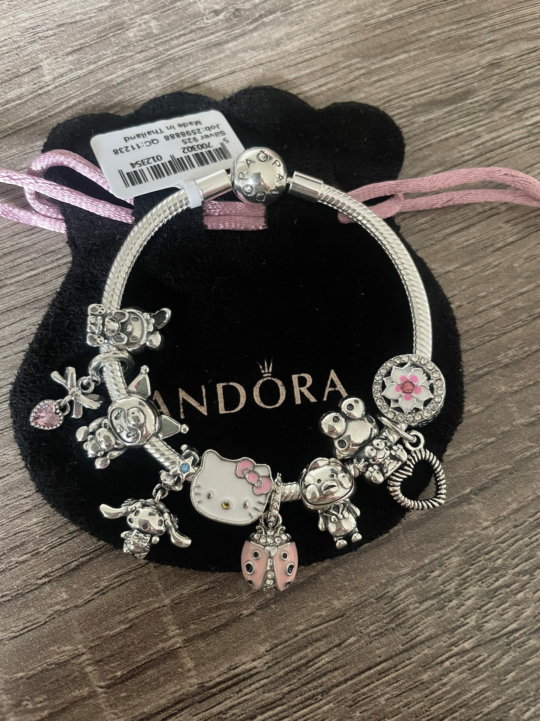 Pandora Bracelet With Pink Kitty and Friends Themed Charms Etsy