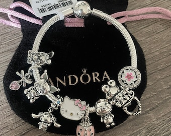 Pandora Bracelet with Pink Kitty and Friends Themed Charms