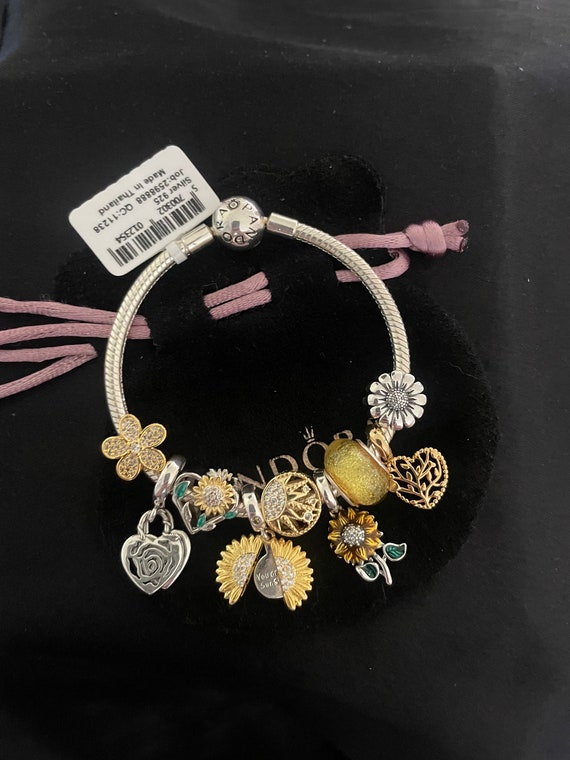 Pandora Bracelet With Sunflower Themed Charms - Etsy Norway