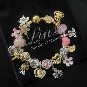 Linx Yellow Gold Snake Chain Bracelet Mom and Wife Themed Charms