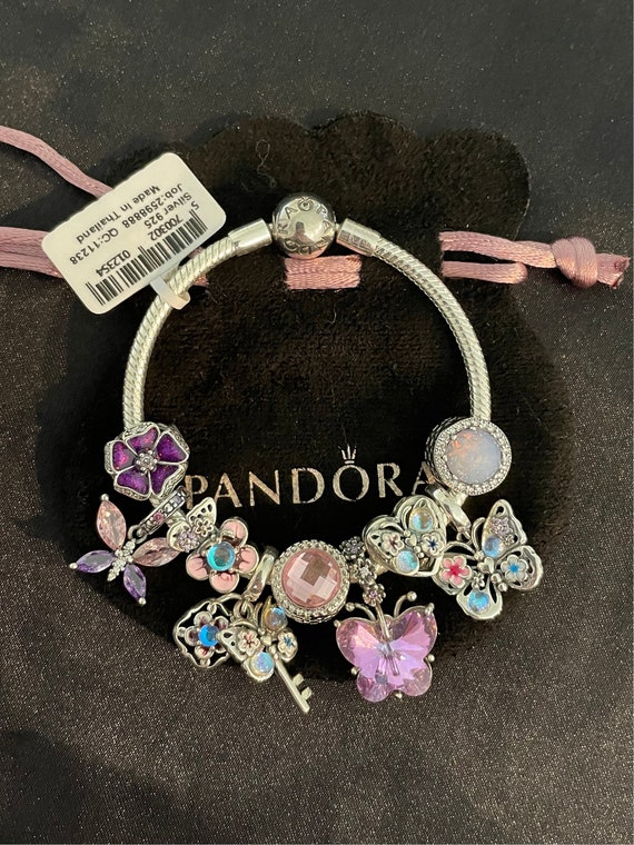 Pandora Bracelet With Pink and White Themed Charms -  Norway