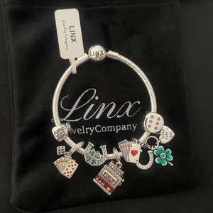 Linx Charm Bracelet with Gambling Casino Themed Charms