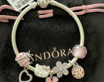 Pandora Like Cute Charm Bracelet. Easter Bunny. Pink, Green/white
