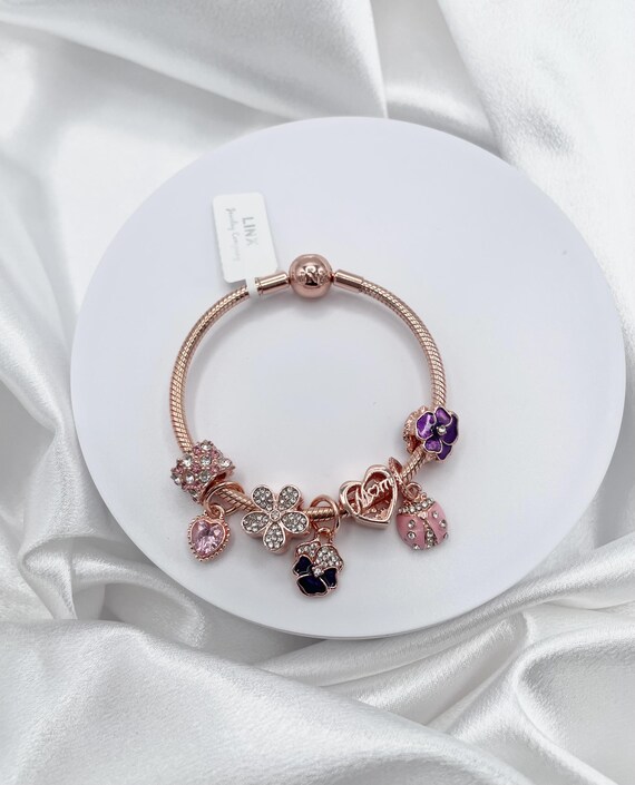 Linx Rose Snake Chain Bracelet With Rose Gold and Mom Themed  display picture 1