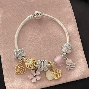 Linx Snake Chain Bracelet with Pink Gold and Silver Themed Charms