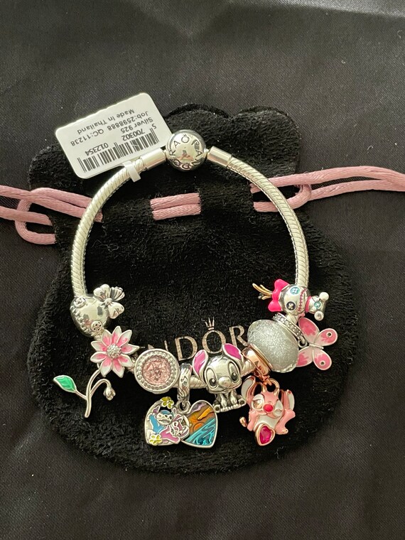 Pandora Bracelet With Pink Kitty and Friends Themed Charms 