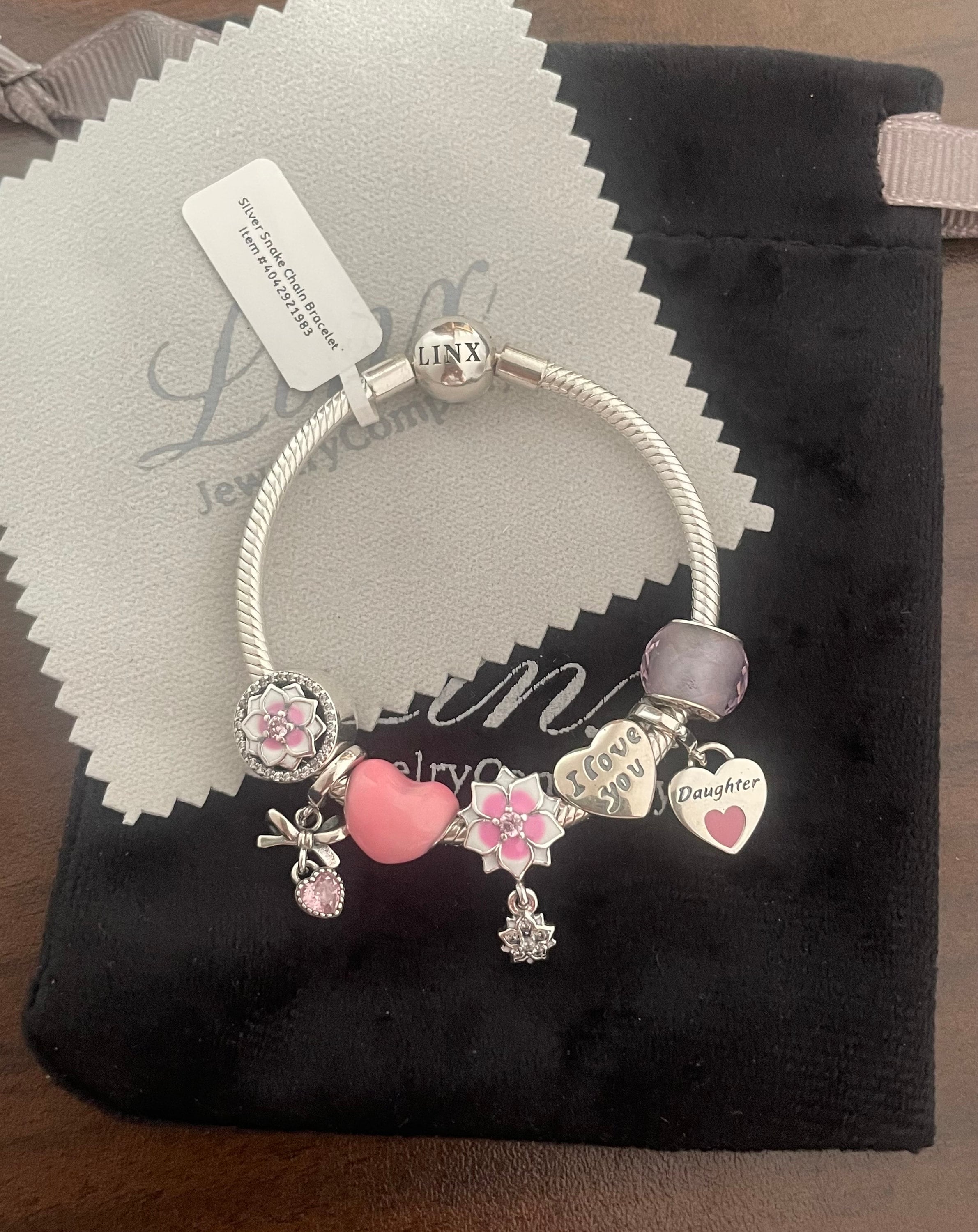 Linx Snake Chain Bracelet With Daughter Themed Charms - Etsy