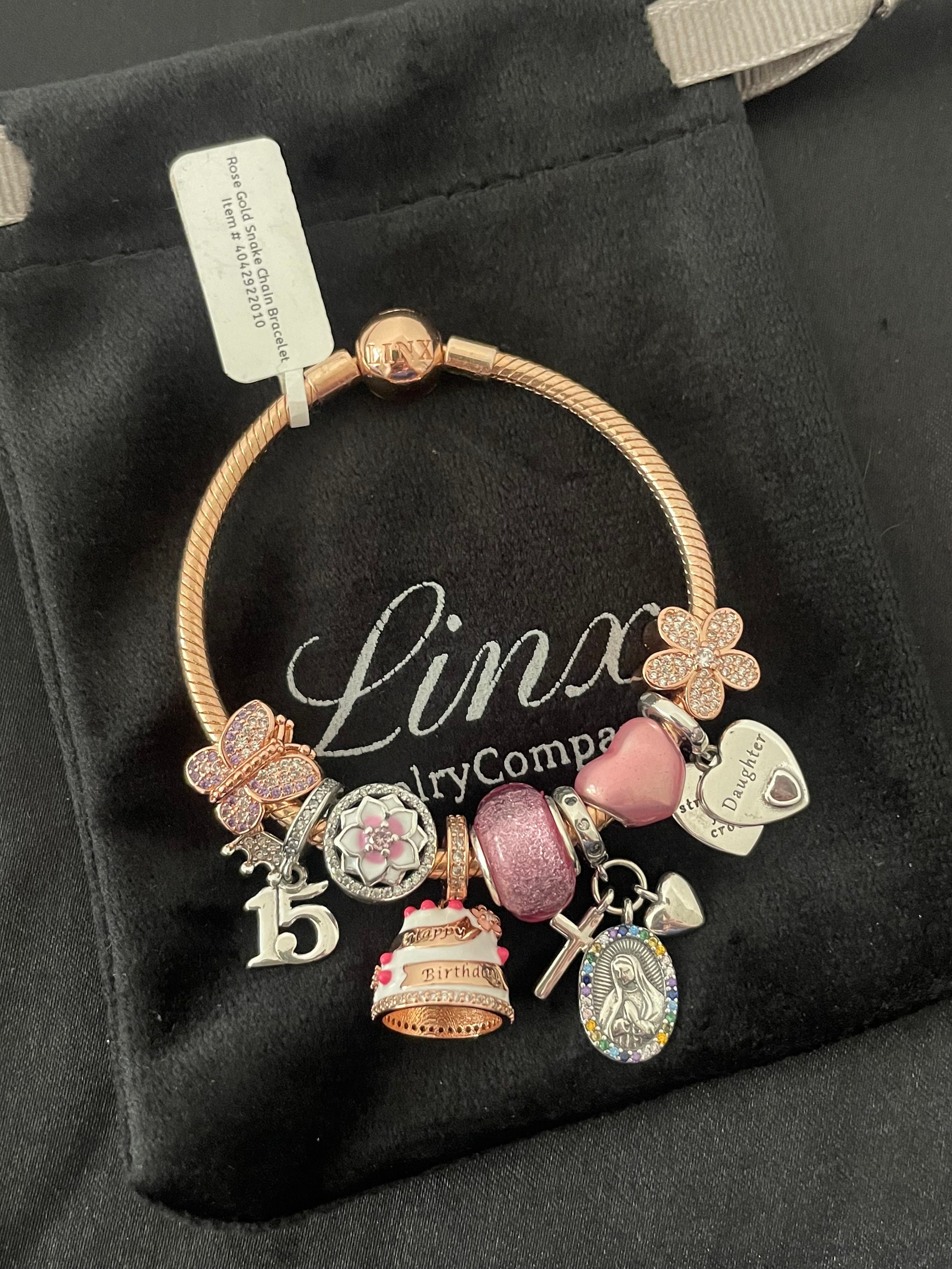 Linx Rose Gold Bracelet With Quinceanera 15th Birthday Themed