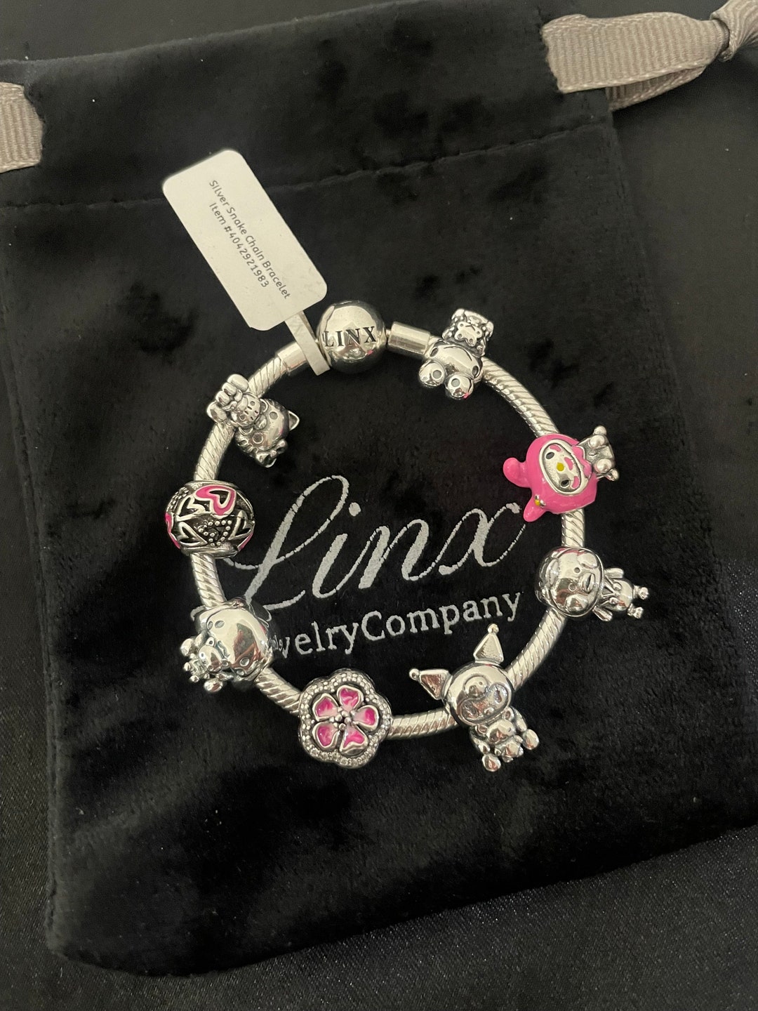 Linx Bracelet With Pink Character Themed Charms Etsy