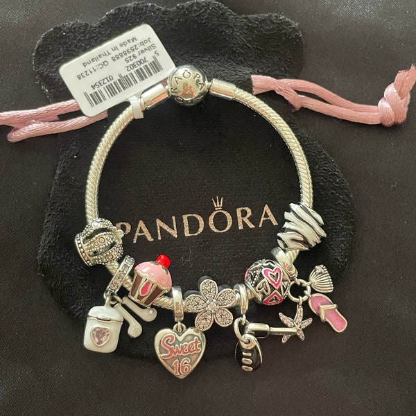 16th Birthday Gift Charm Bead Sweet 16 Heart Charm Fit Pandora Bracelet Necklace Christmas Gift For
