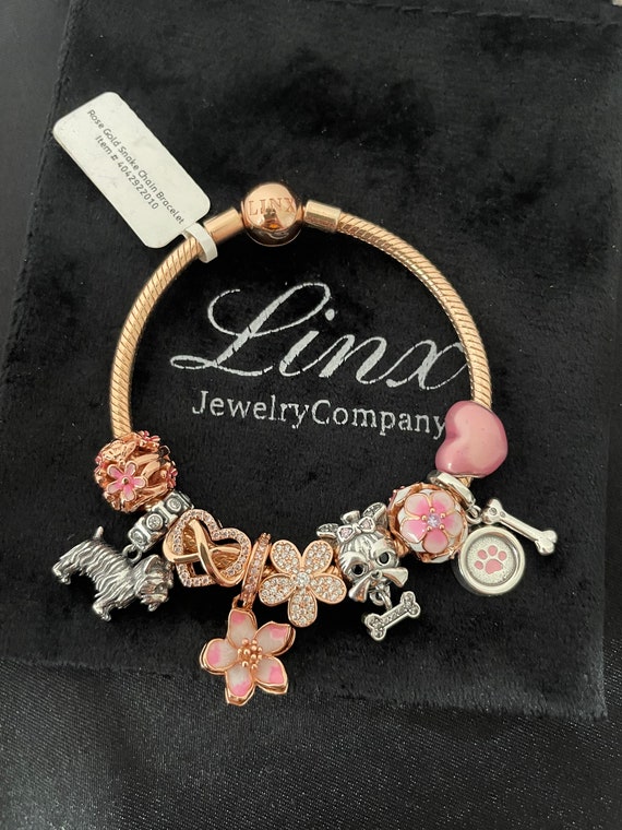 Linx Rose Gold Snake Chain Bracelet With Yorkshire Terrier