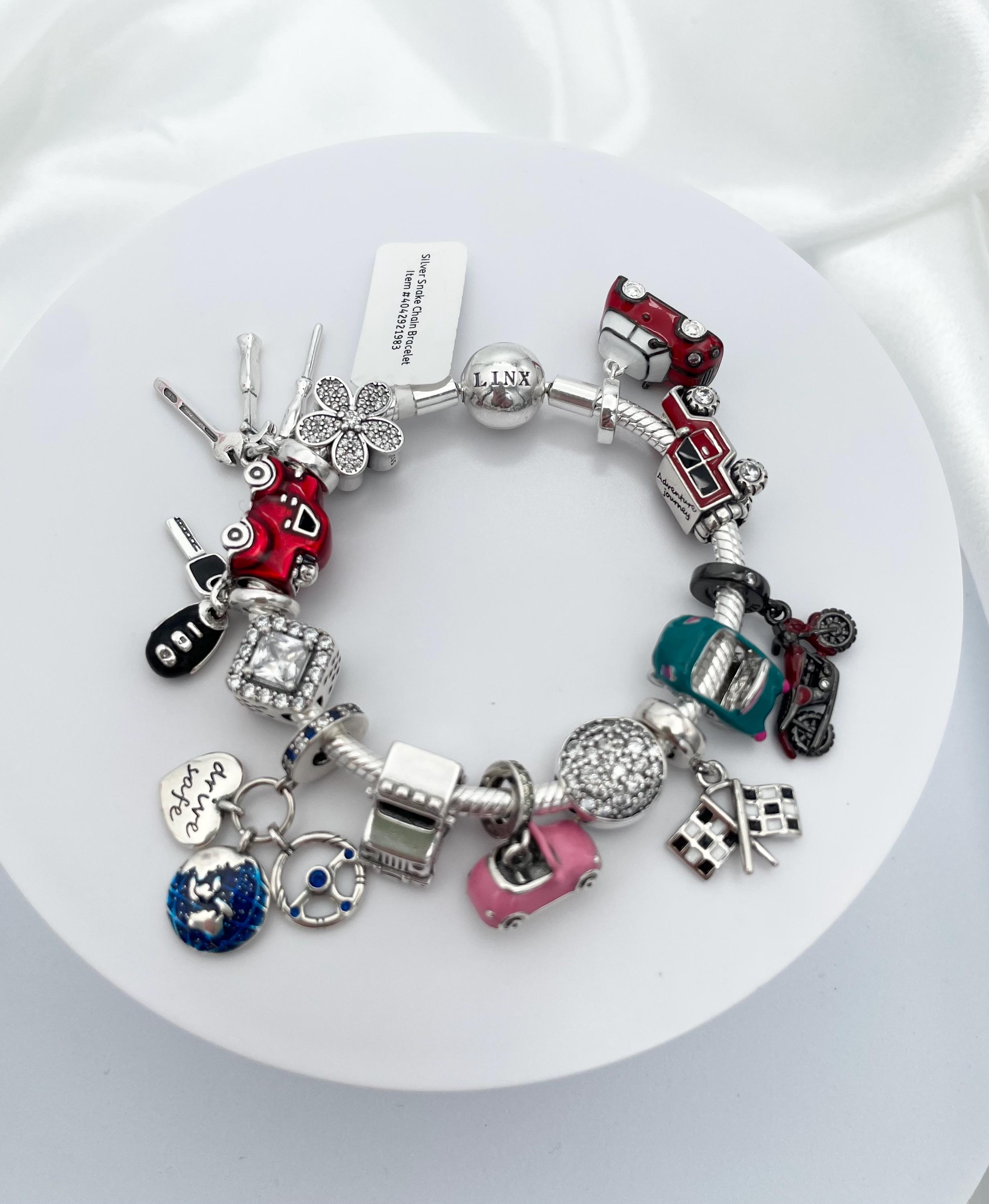 Linx Charm Bracelet With Car Themed Charms 925 Sterling Silver - Etsy