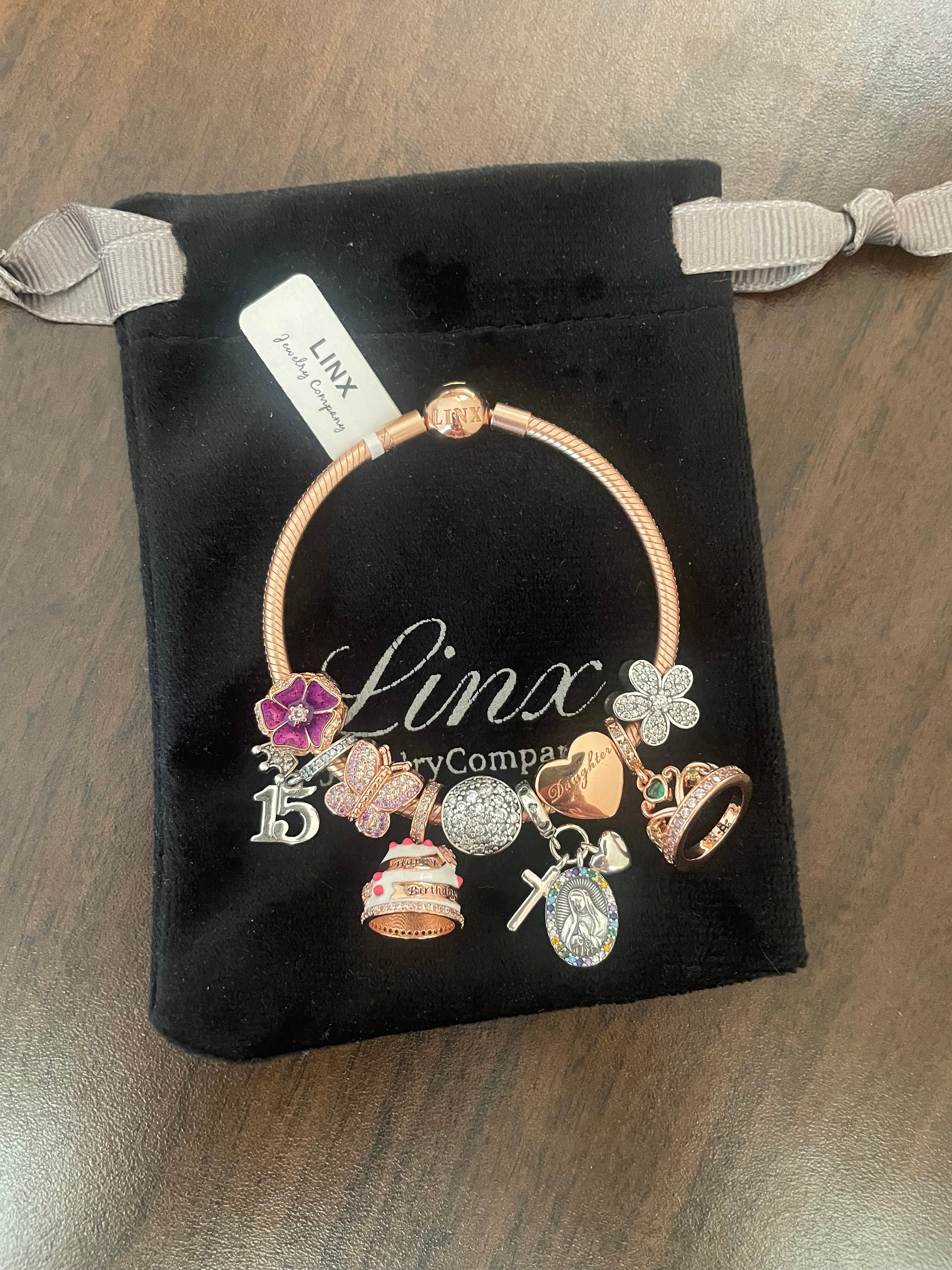 Linx Rose Gold Bracelet With Quinceanera 15th Birthday Themed