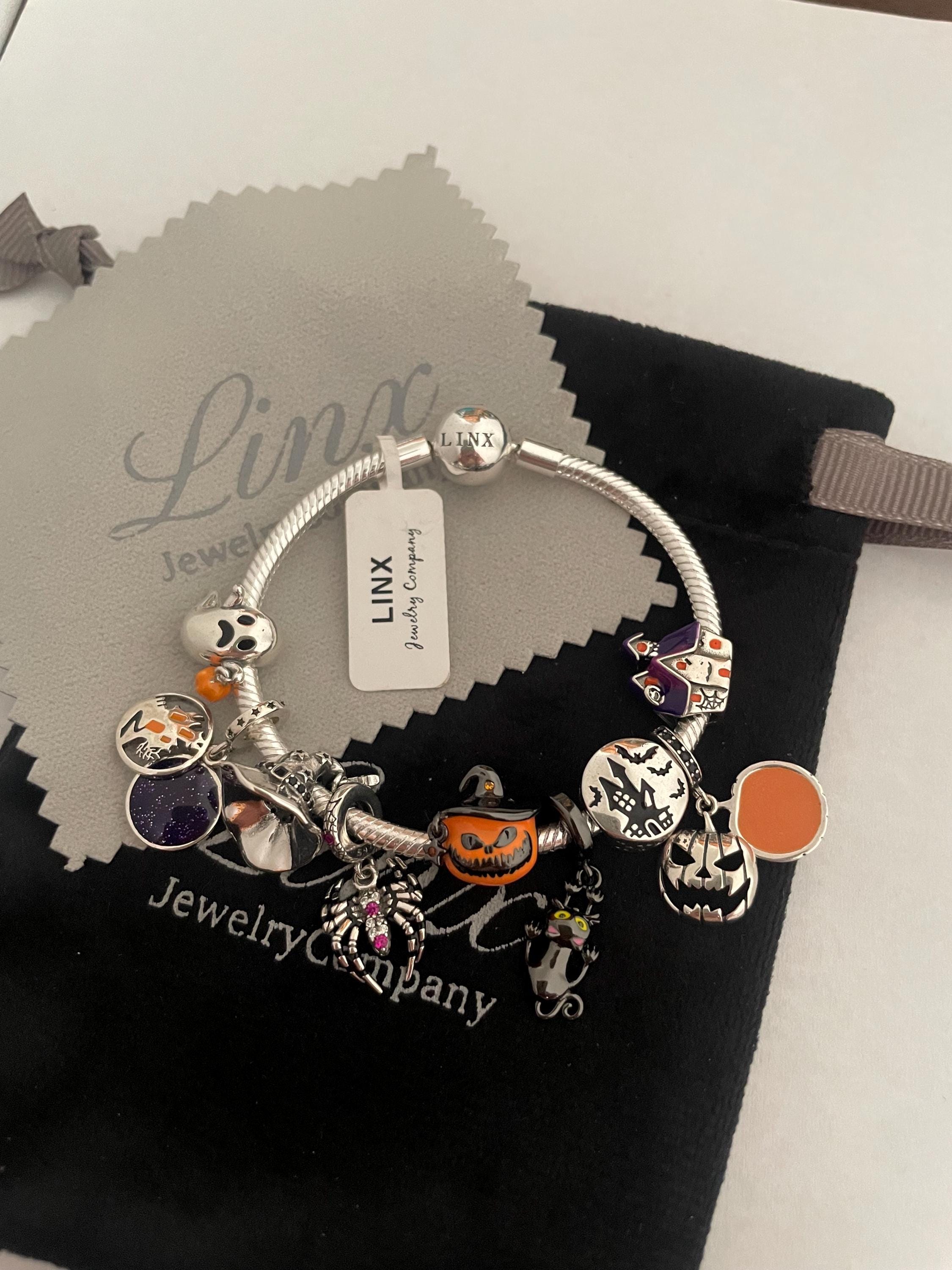 ブレスレット LAZY DAWN scroll chain couple bracelet Linx Silver Snake Chain Bracelet With Halloween Witch