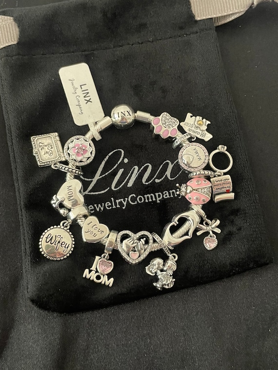 Linx Snake Chain Bracelet With Pink Mom and Wife Themed Charms - Etsy