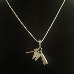 22 cm Silberkette mit Zahnbürste Zahn Zahnpasta Anhänger in 925 Sterling Silber
