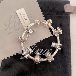 Linx Silver Snake Chain Bracelet with Animal Themed Charms 925 sterling silver