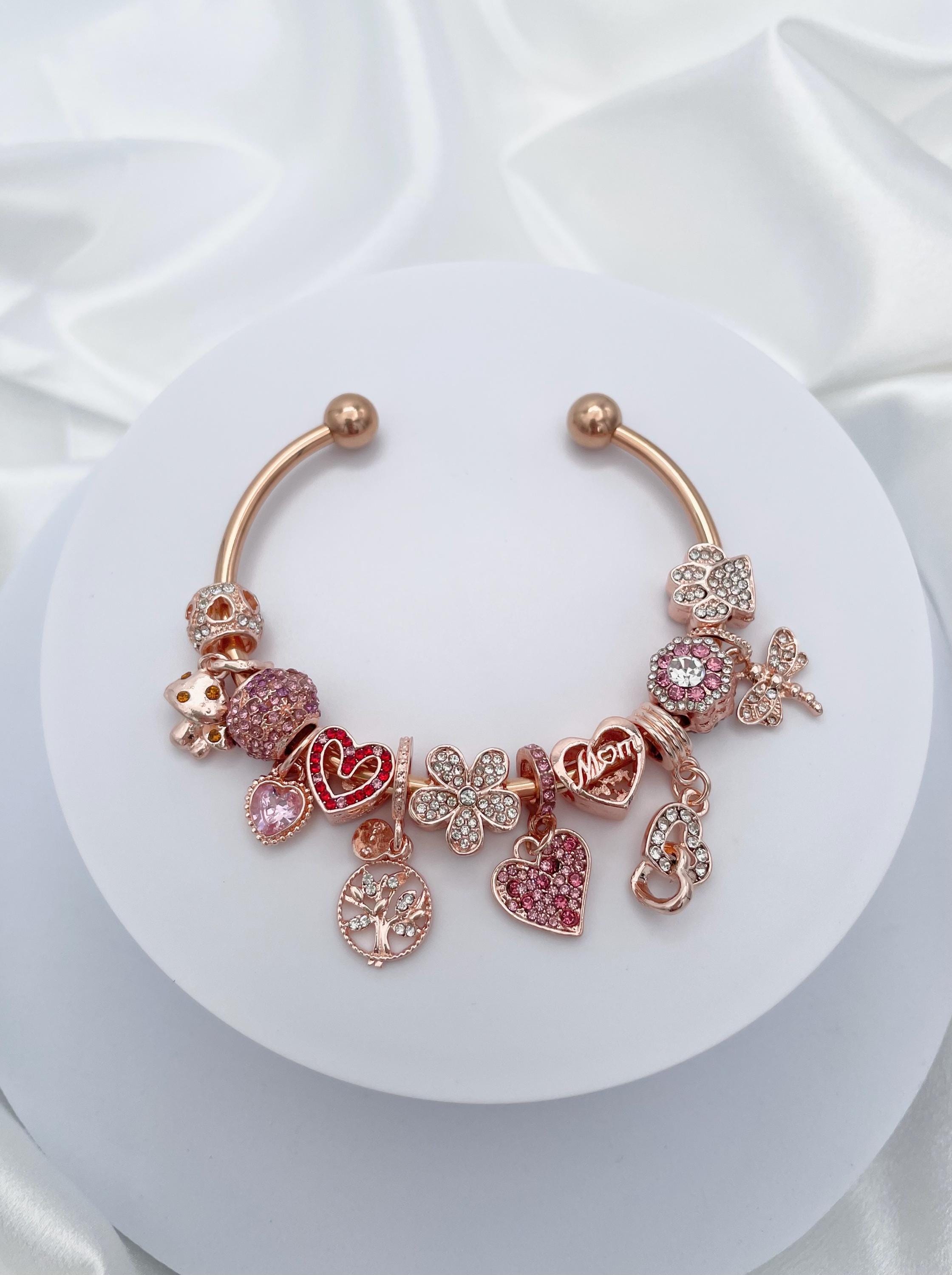 Linx Rose Gold Open Bangle With Rosegold and Pink Zircon Mom