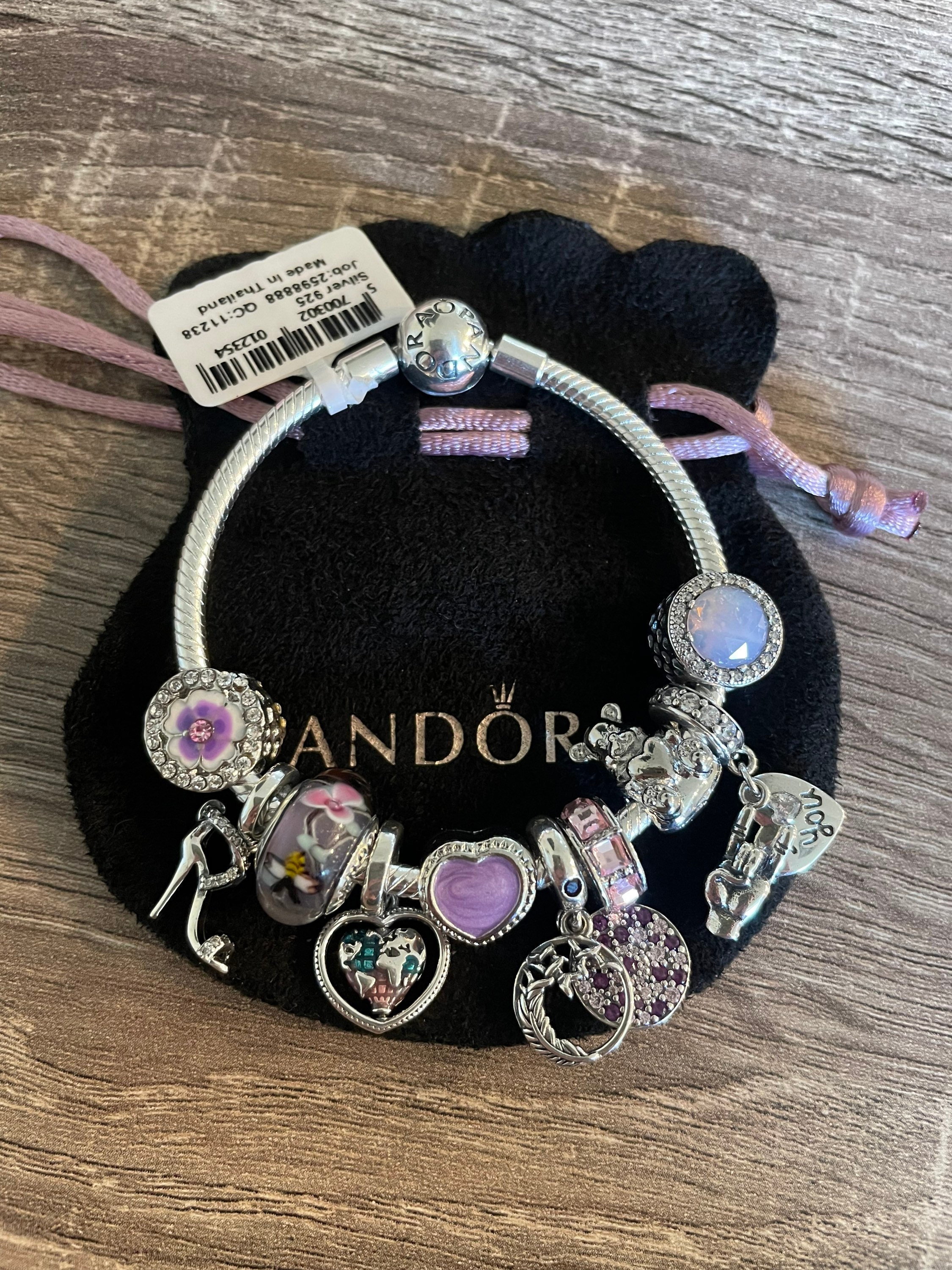 Pandora Bracelet With Purple Themed Charms Etsy