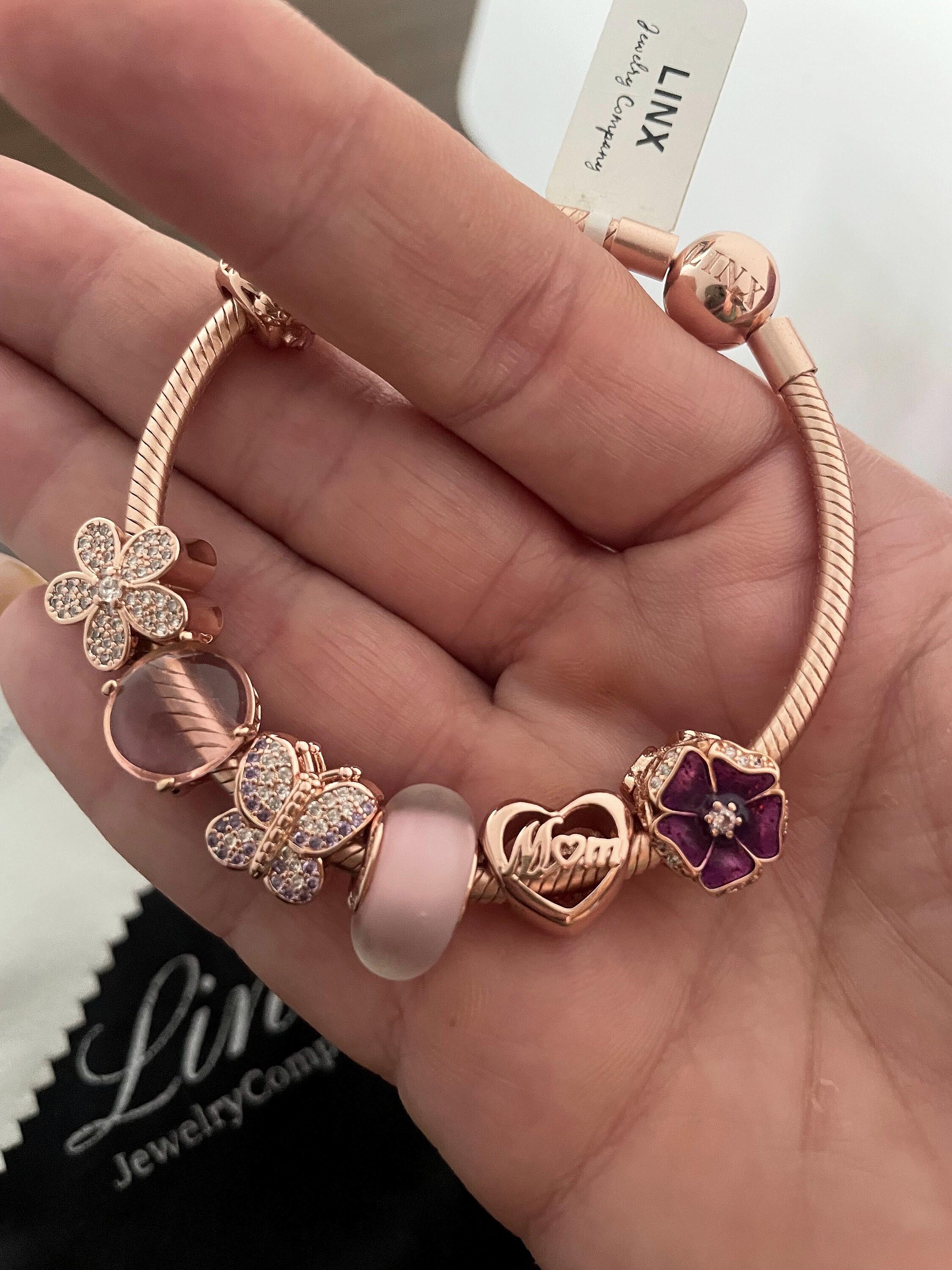 Linx Rose Gold Bracelet With Mom Themed Charms - Etsy display picture 1