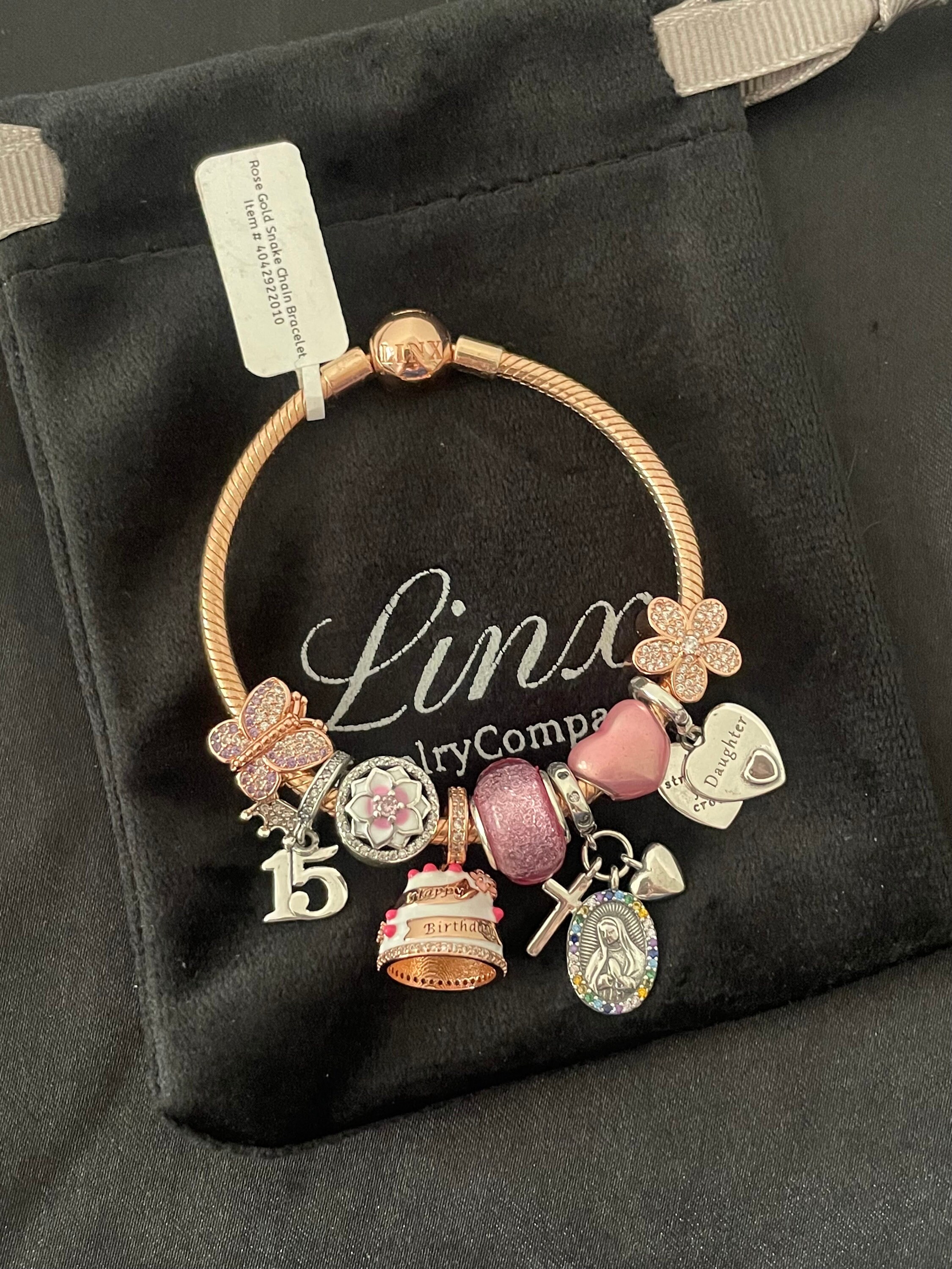 Linx Rose Gold Bracelet With Quinceanera 15th Birthday Themed