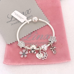 Linx Snake Chain Bracelet with Cat Mom Themed Charms