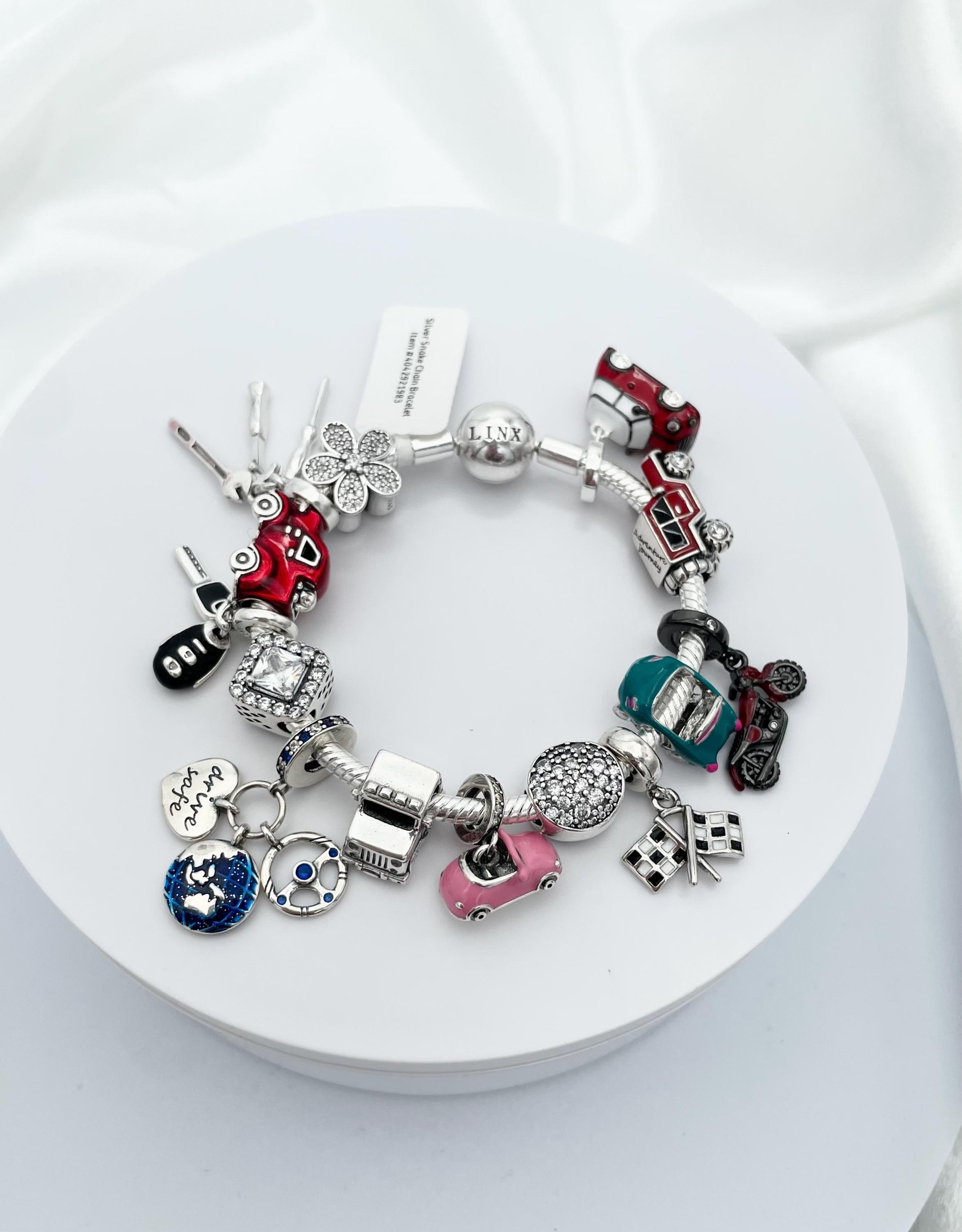 Linx Charm Bracelet With Car Themed Charms 925 Sterling Silver - Etsy