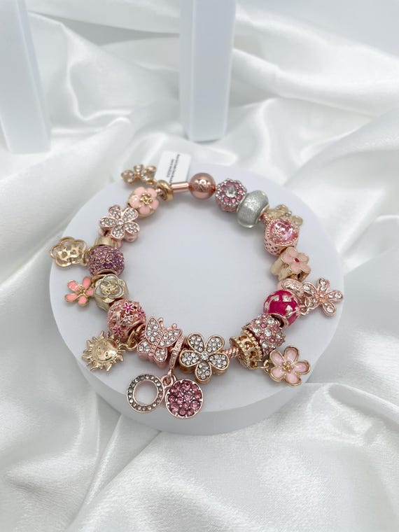 Bracciale Con Charm Farfalla Rosa Per 12° Compleanno - Regalo Per Bambina Con Scatola E Biglietto