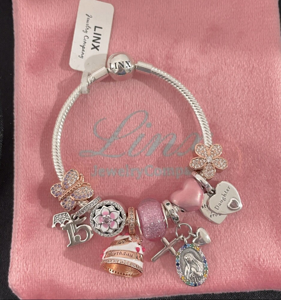 ブレスレット ROMANTINUER SN97 BRACELET Linx Silver Snake Chain Bracelet With Blue 15th Birthday